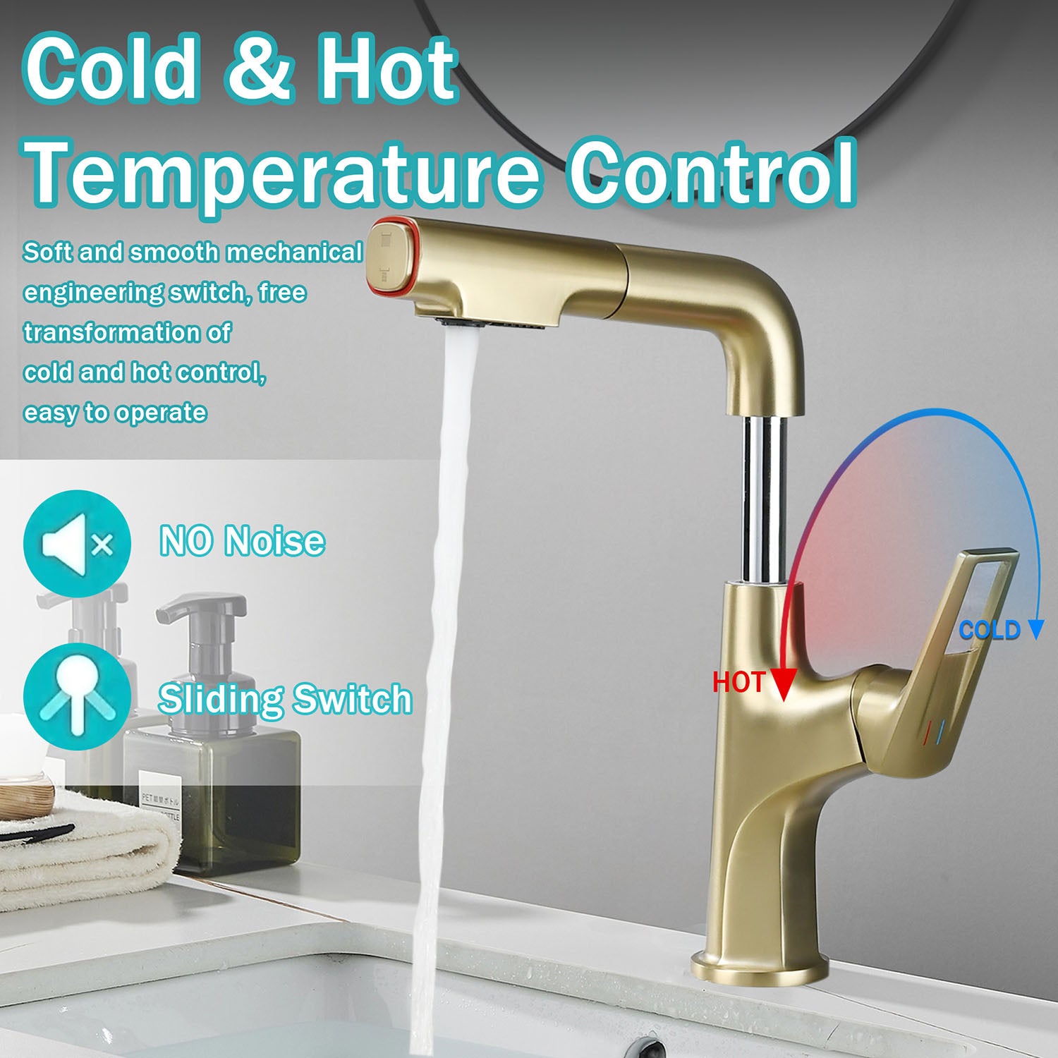 Brushed Gold Single Handle Bathroom Faucet