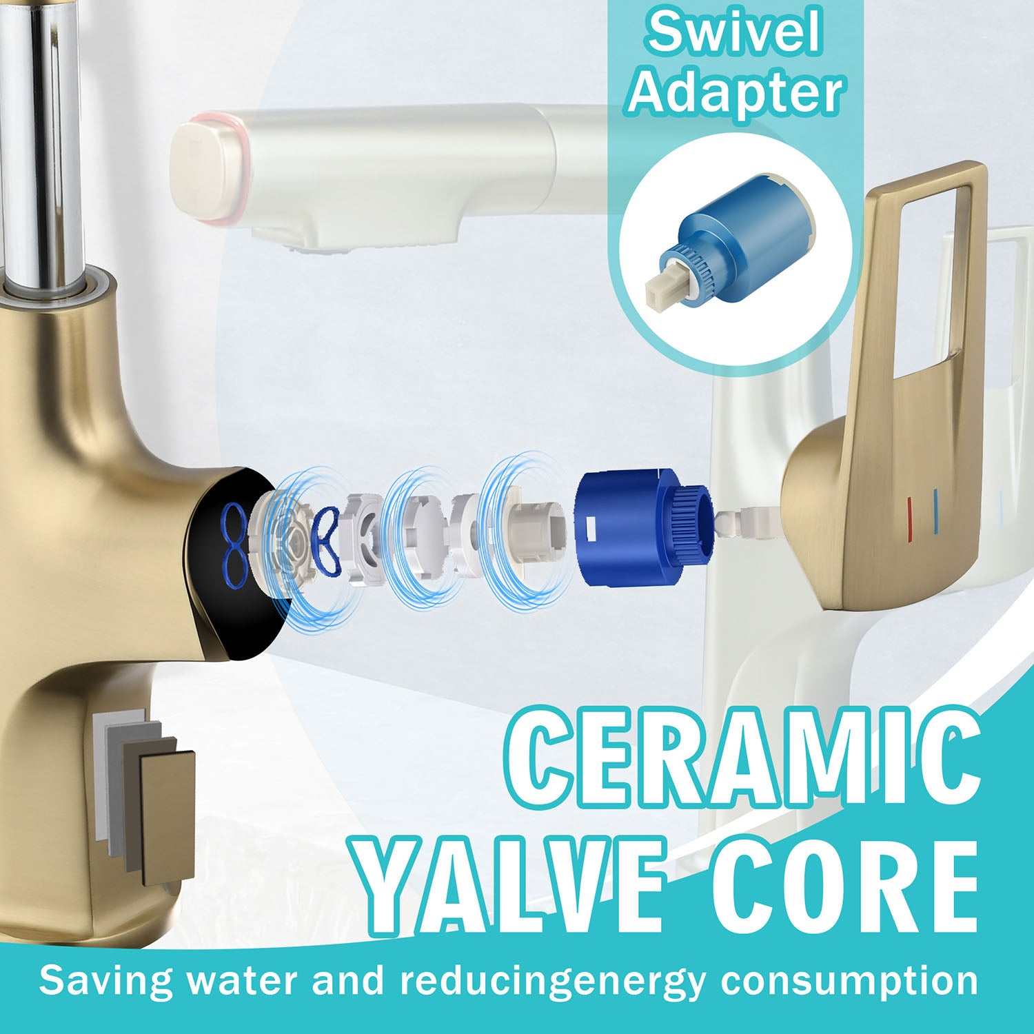 Brushed Gold Single Handle Bathroom Faucet with ceramic value core