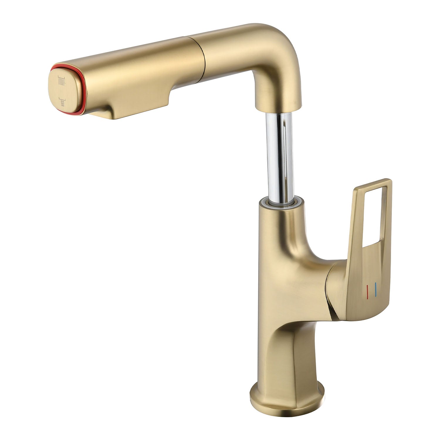 Brushed Gold Single Hole single handle Pull-Down Bathroom Faucet