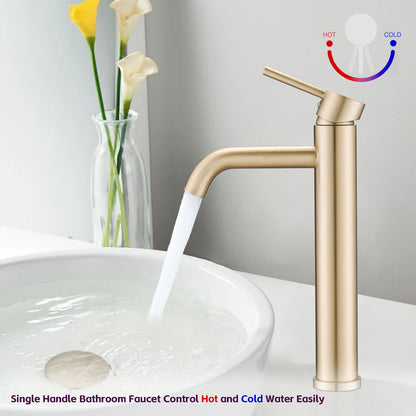 Brushed Gold Tall Single Hole Bathroom Faucet for Vessel Sink