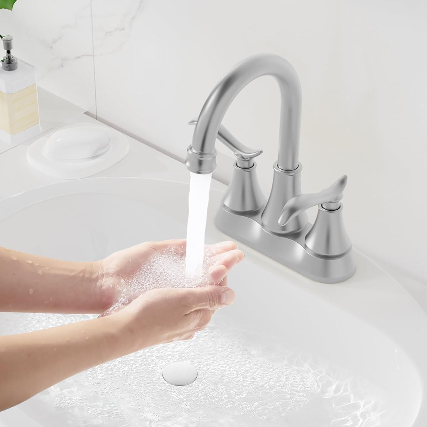 Brushed Nickel Bathroom Vanity Sink Faucet 