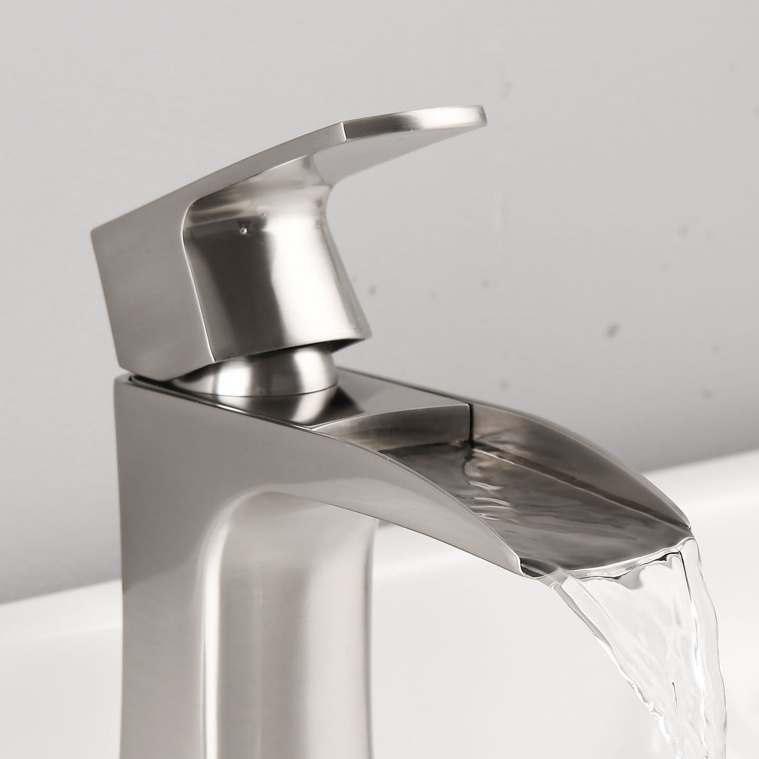 Brushed Nickel Single HandleWaterfall Bathroom Faucet