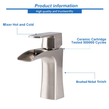 Brushed Nickel Single Handle Waterfall Bathroom Faucet-product information