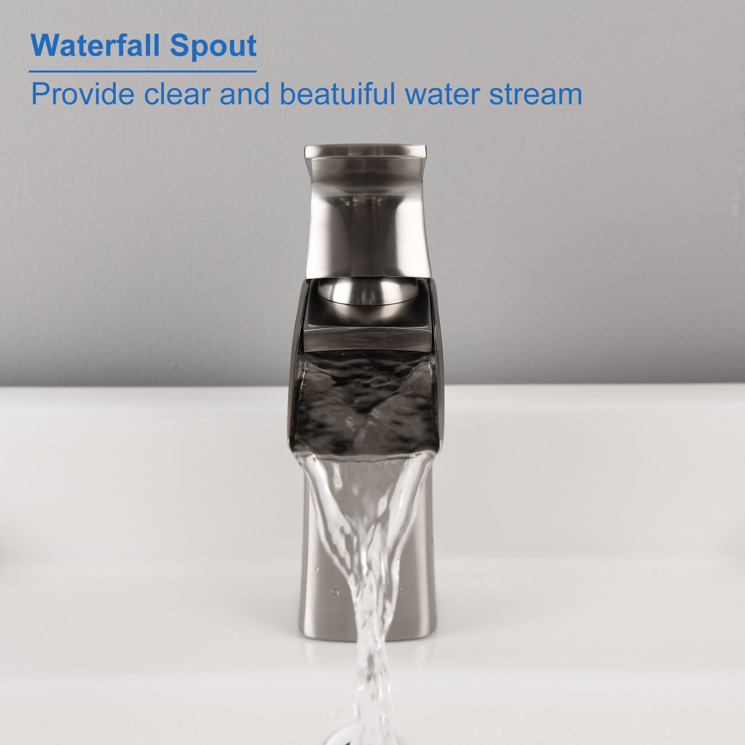 Brushed Nickel Single Handle Waterfall spout Bathroom Faucet