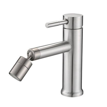 Brushed Nickel Single Hole Sink Faucet with 360° Rotating Aerator