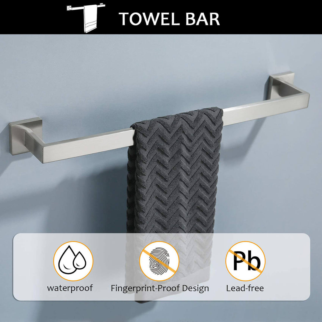 Brushed Nickel Stainless Steel Bathroom towel bar