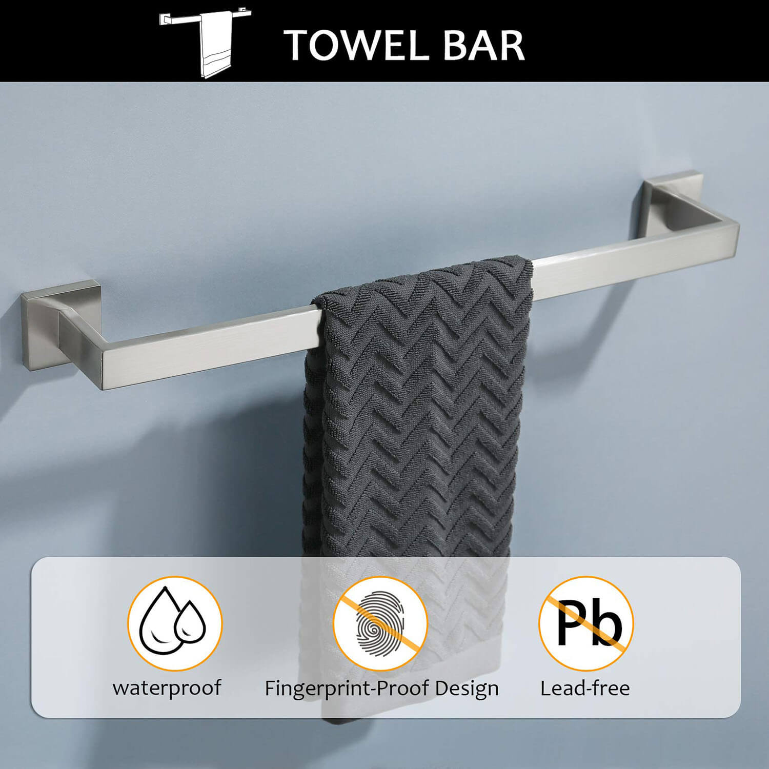 Brushed Nickel Stainless Steel Bathroom towel bar