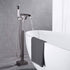 Brushed Nickel Waterfall Freestanding Bathtub Faucet with Hand Shower