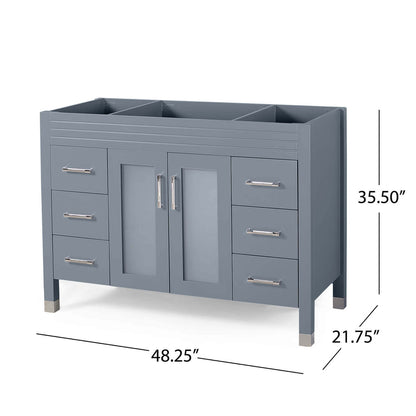 Cabinet Dimensions for 49 inch Single Sink Acacia Vanity with Marble Top