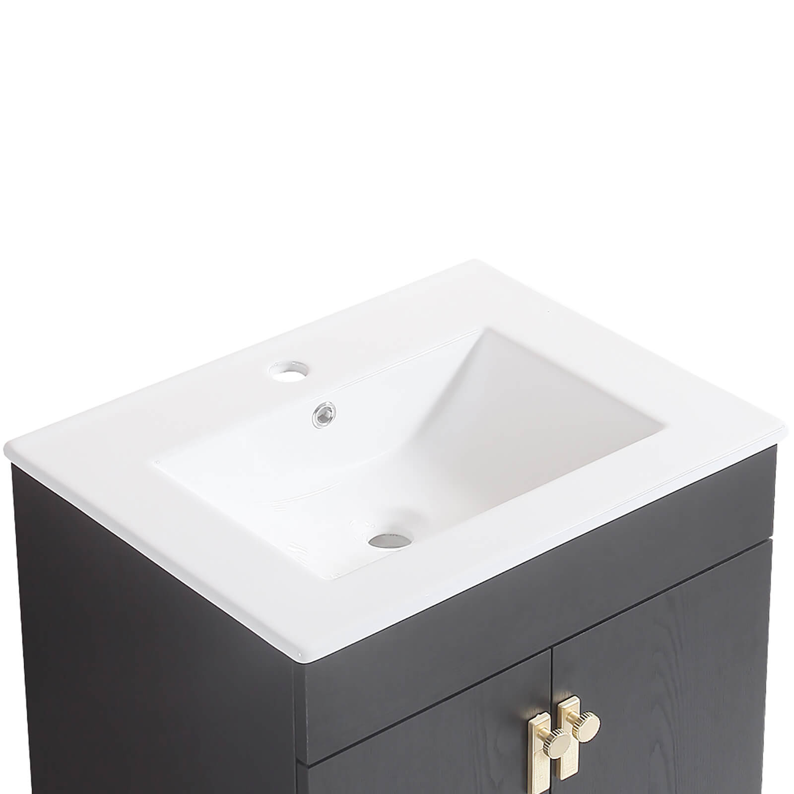 Ceramic sink with overflow hole and faucet pre drilled