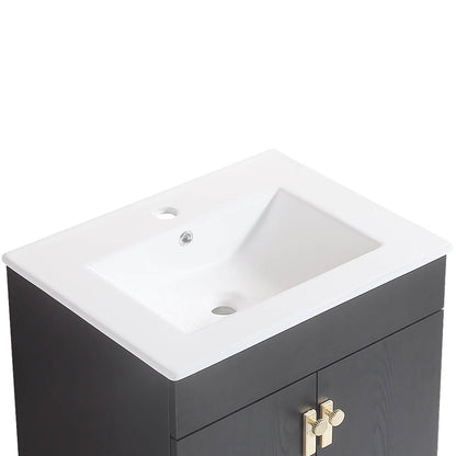 Ceramic sink with overflow hole and faucet pre drilled