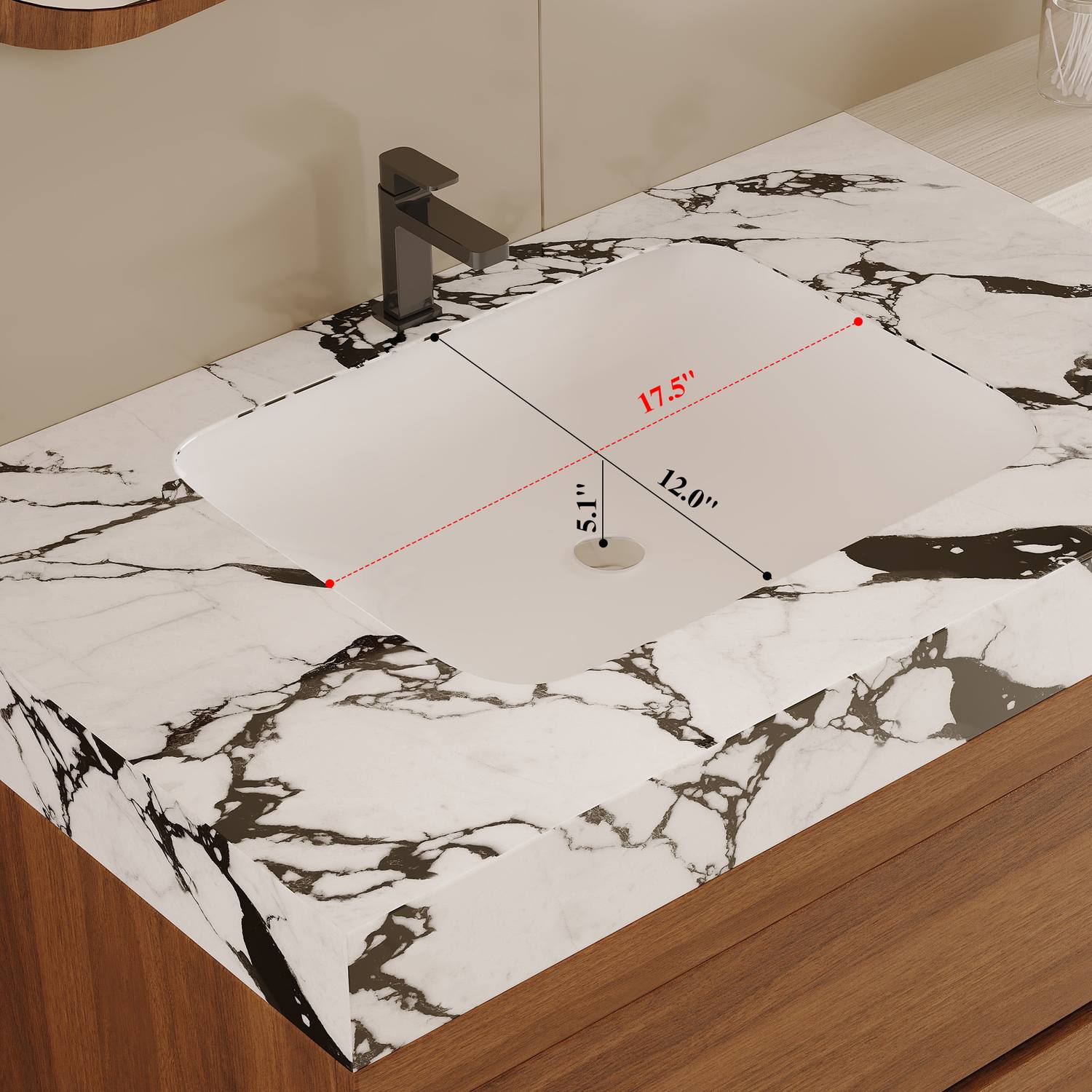 Ceramic Sink Basin Dimensions Faux Marble Countertop Single Hole