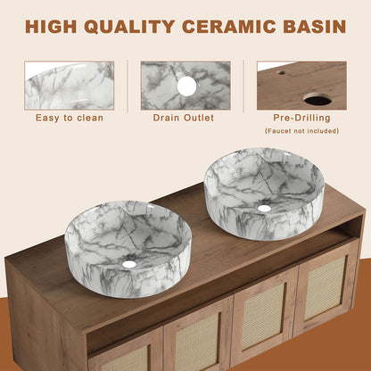 Ceramic basin with marble-like texture