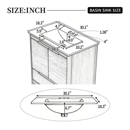 Ceramic sink dimension diagram with width and depth measurements