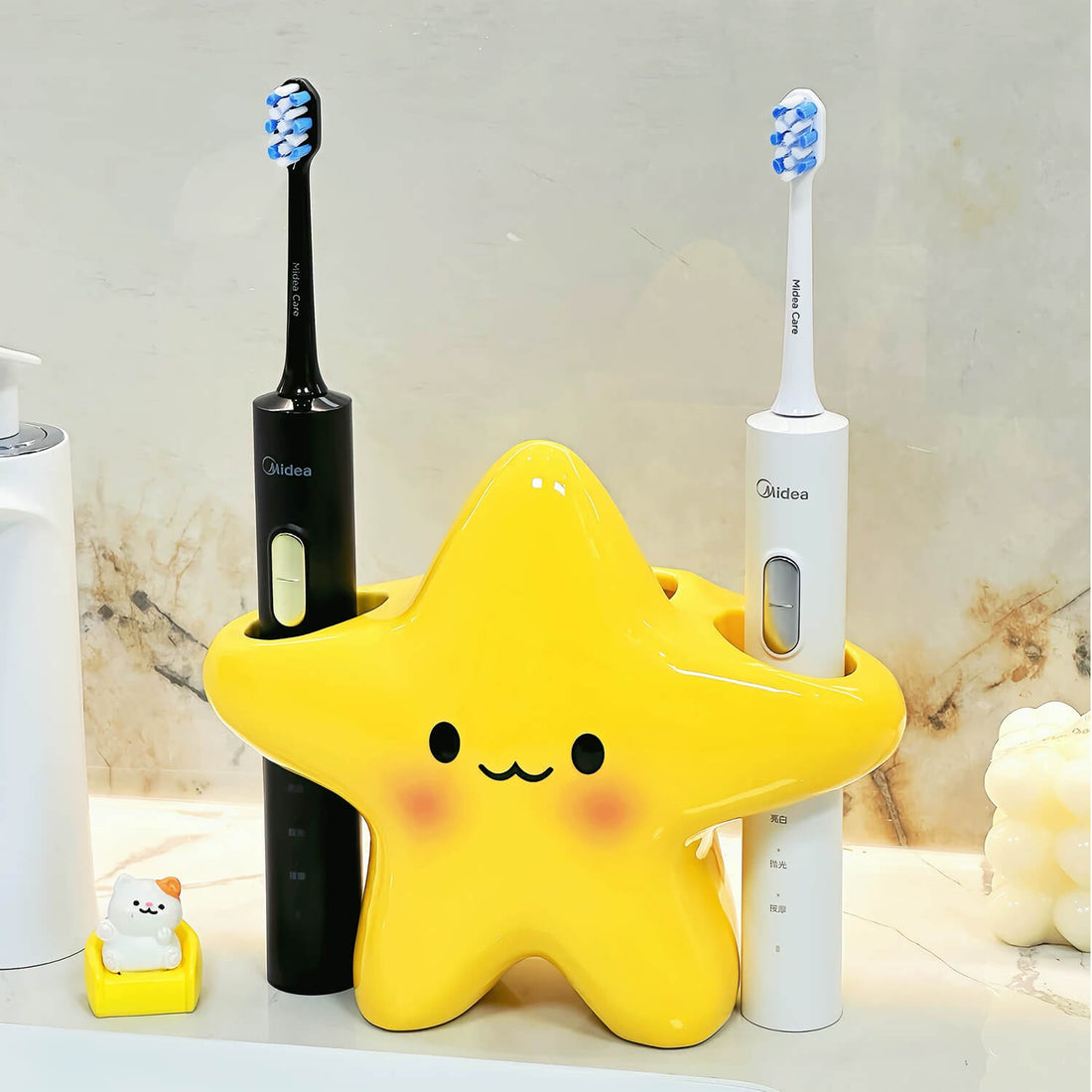 Star Design Ceramic Toothbrush Holder for Bathroom Storage