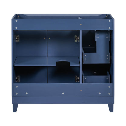 Chic and functional navy blue vanity enhancing bathroom aesthetics