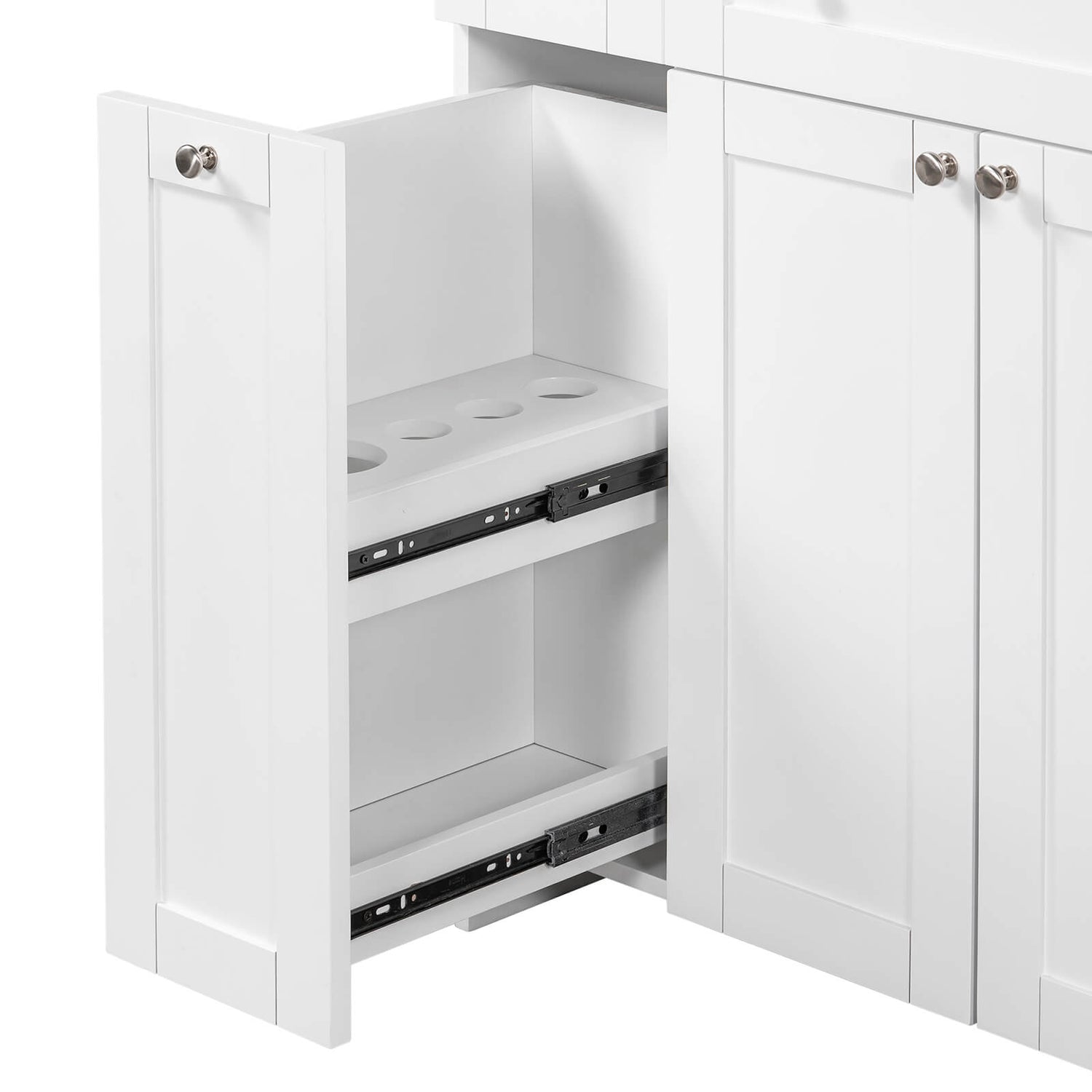Chic white vanity with minimalist design elements