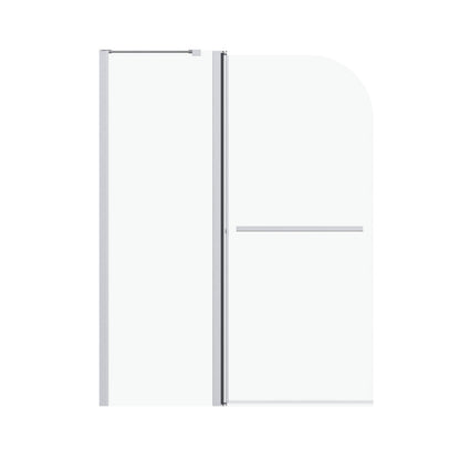 Chrome pivot bathtub shower door with clear tempered glass
