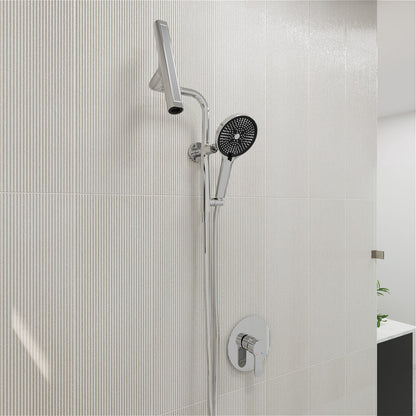 8&quot; Wall Bar Shower Kit with 360° Rotate 3-Spray Cylindrical Shower Head And 6-Spray Handheld