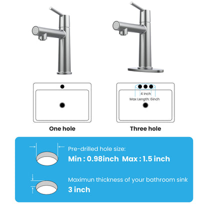 Chrome Bathroom sink Faucet-two installation methods