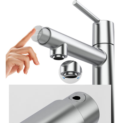 Chrome Bathroom sink Faucet switches modes by pressing