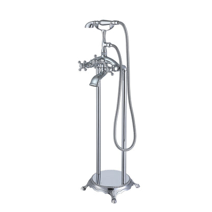 Chrome freestanding tub filler with stable floor installation design