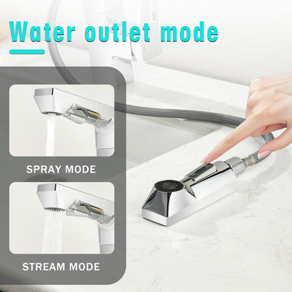 Chrome pull-down Bathroom Faucet with two water outlet mode