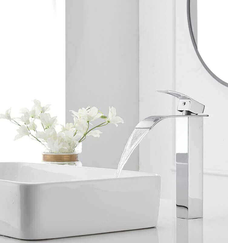 Chrome waterfall bathroom sink faucet