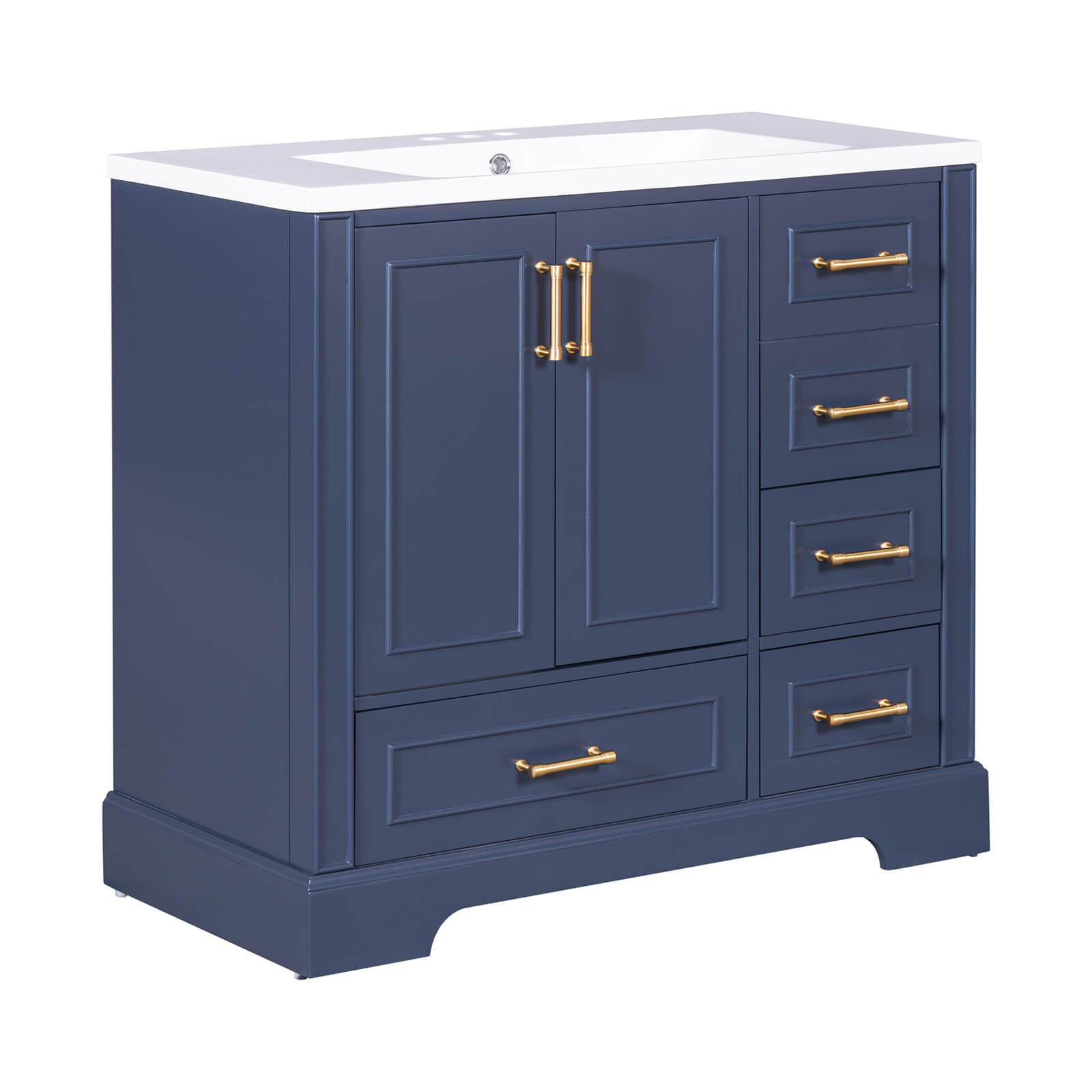Classic blue bathroom vanity with premium resin sink