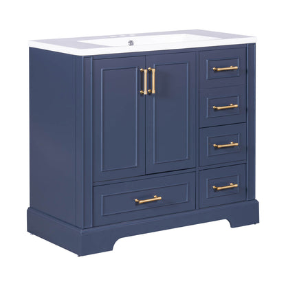 Classic blue bathroom vanity with premium resin sink