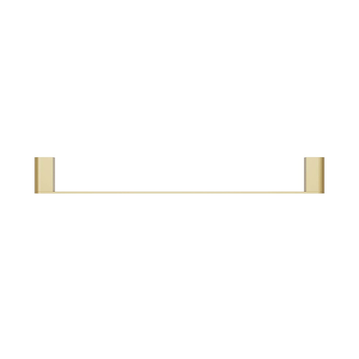 Close up of brushed gold finish on stainless steel towel bar