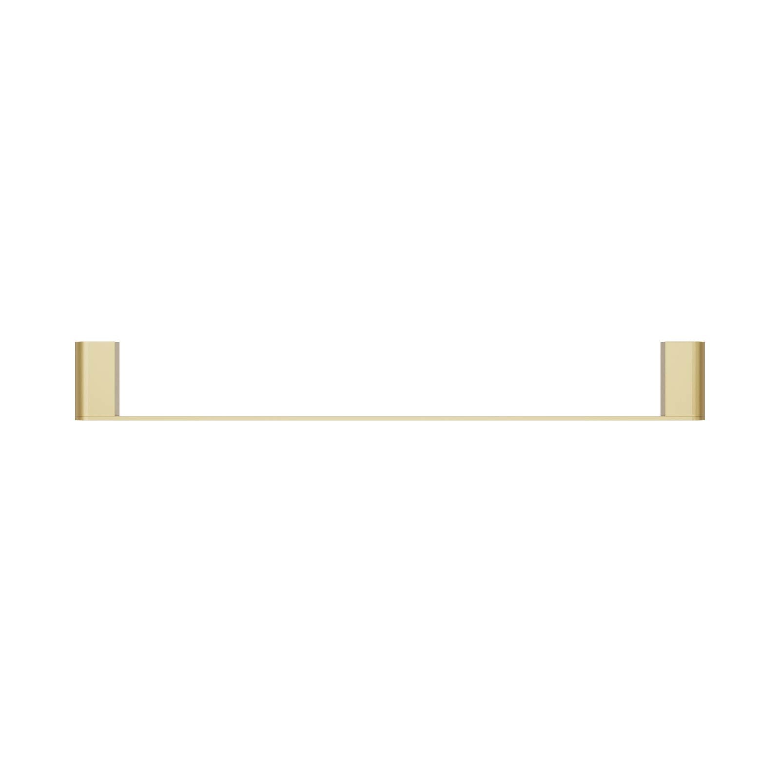 Close up of brushed gold finish on stainless steel towel bar