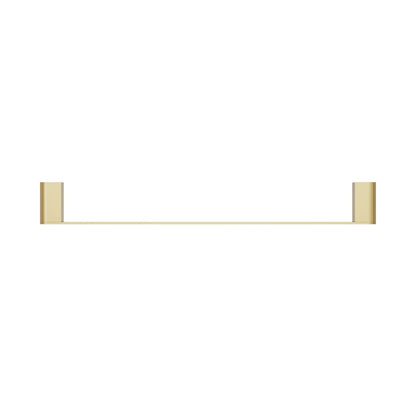 Close up of brushed gold finish on stainless steel towel bar