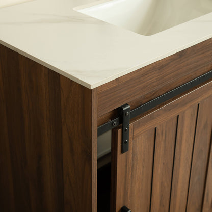 Close up of sintered stone Carrara style countertop