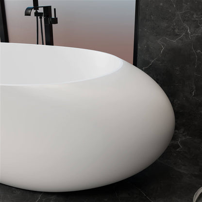 Close-up of seamless and scratch-resistant solid surface bathtub