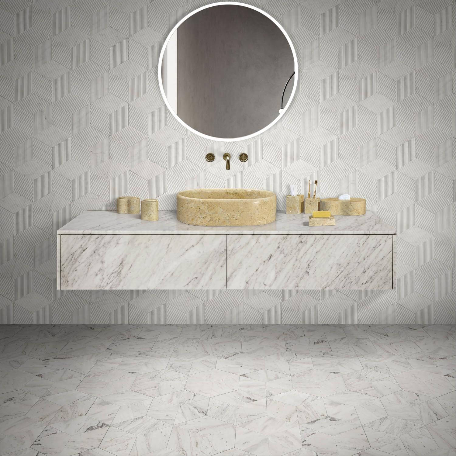 Beige Natural Marble Oval Bathroom Vessel Sink for Vanity Countertop