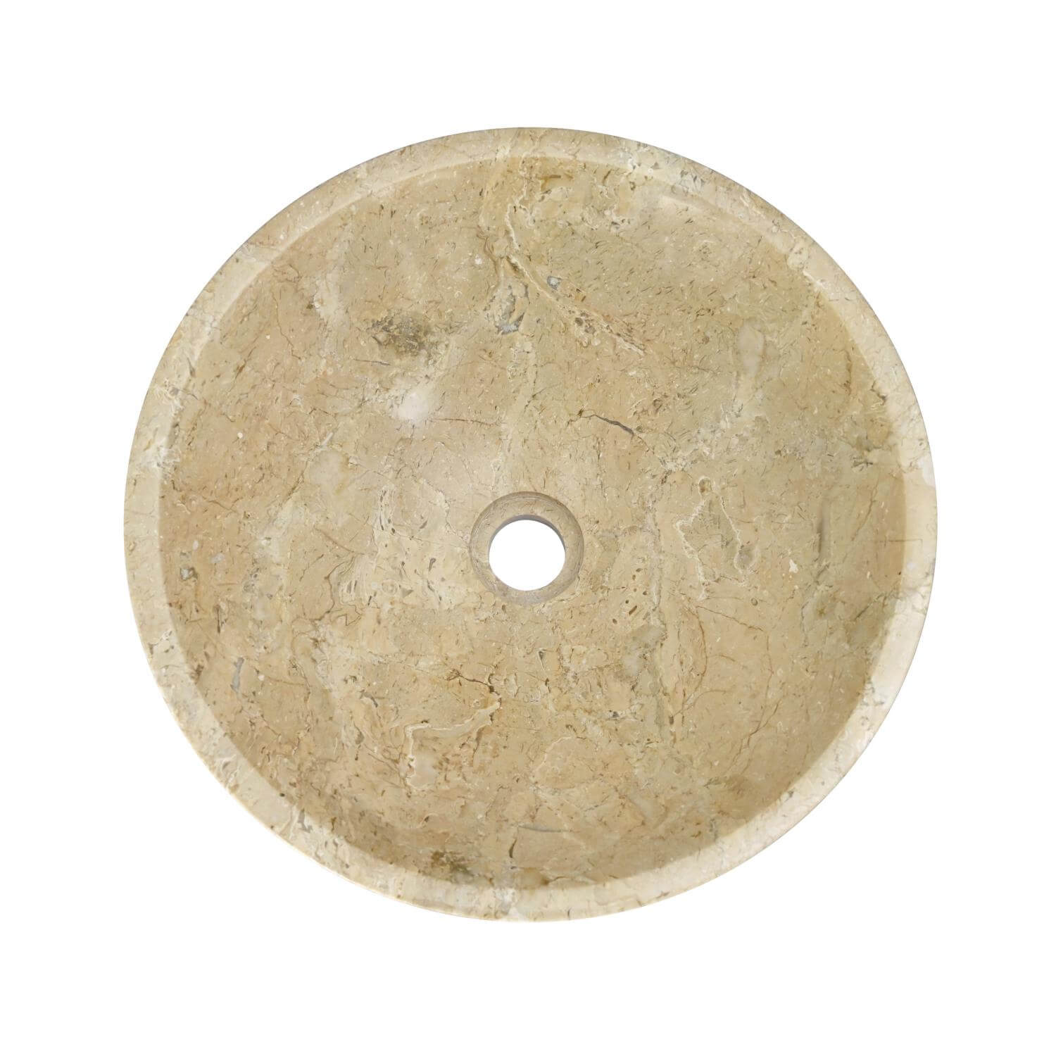 16" Beige Marble Round Above-Counter Bathroom Sink
