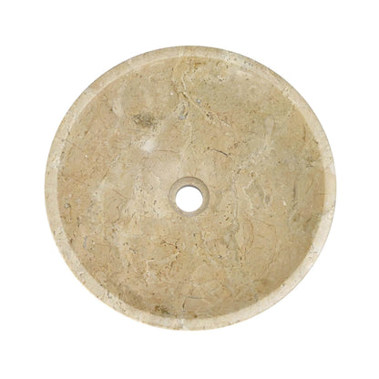 16" Beige Marble Round Above-Counter Bathroom Sink