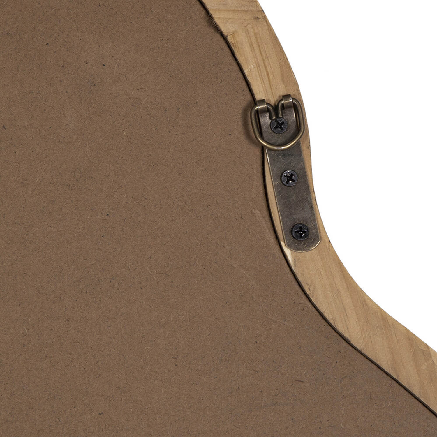 Close up of mirror back with heavy duty wall hanging bracket