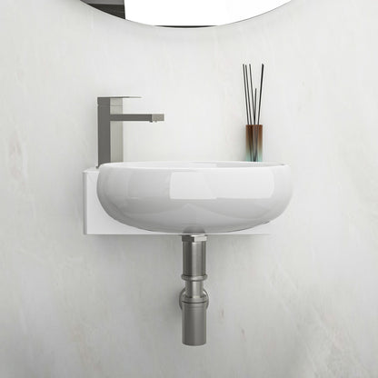 Compact 16x11 wall hung sink for small guest bathrooms
