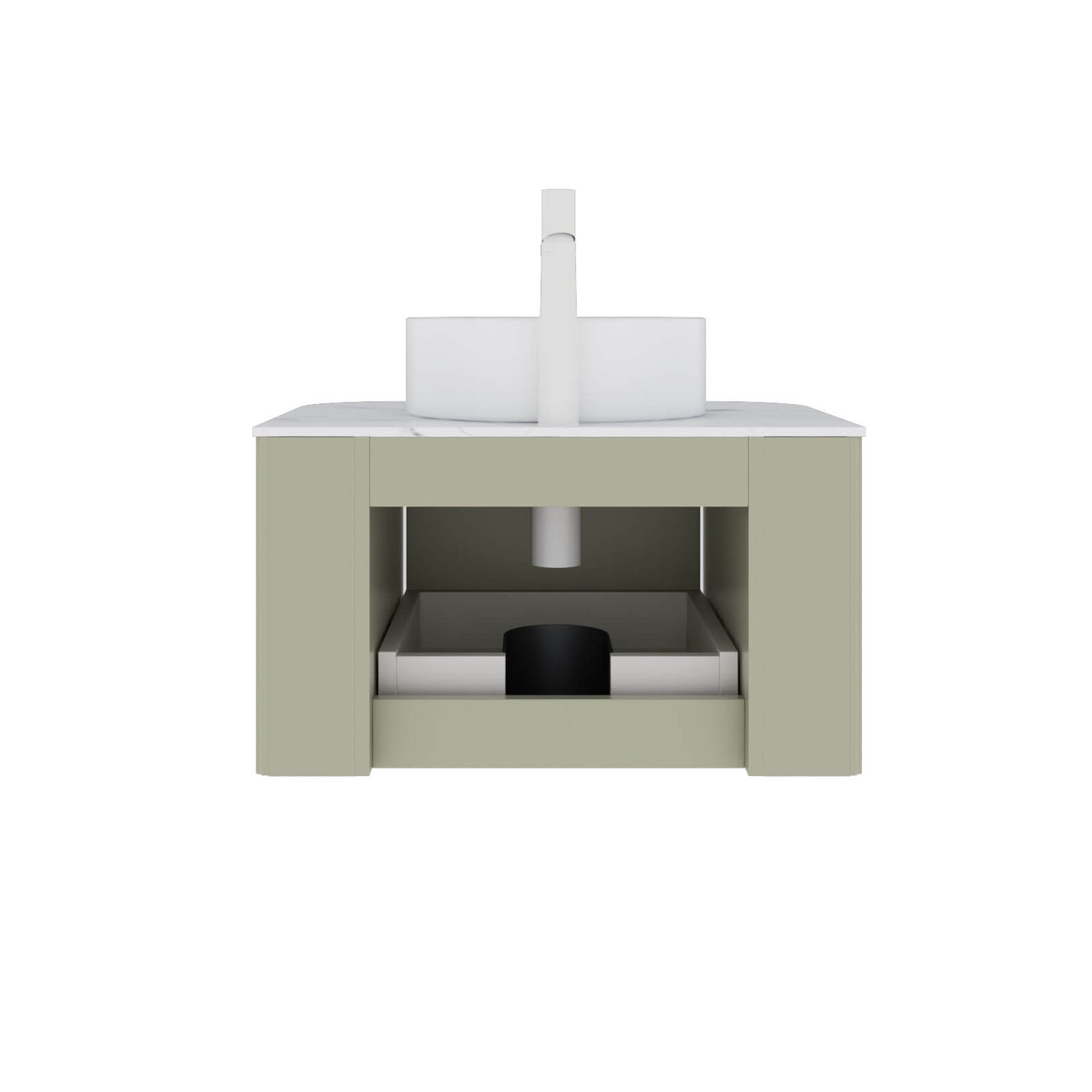 Compact 24 inch vanity in vibrant green finish