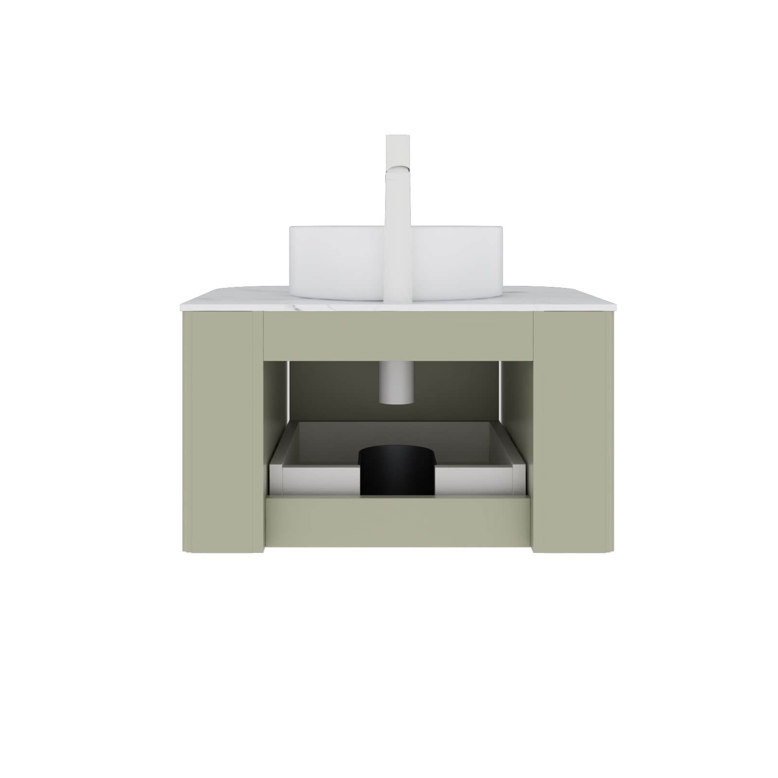 Compact 24 inch vanity in vibrant green finish