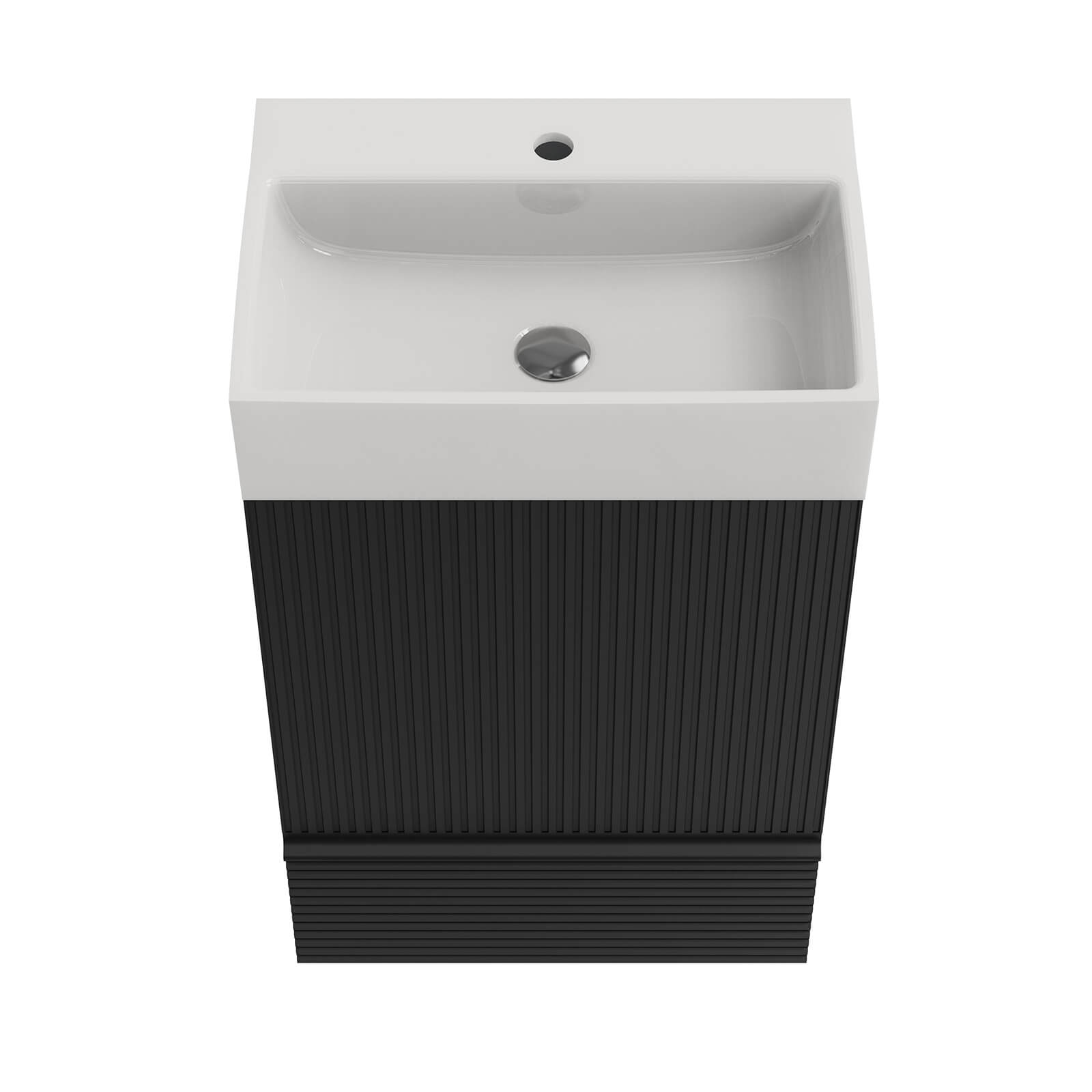 Compact freestanding black bathroom vanity with sleek design