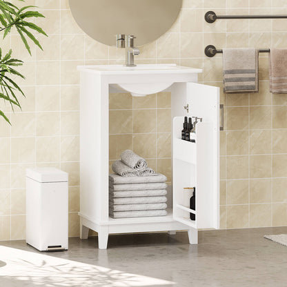 Compact 20-inch white bathroom vanity with single doo