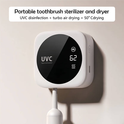 Compact bathroom toothbrush holder with disinfection function