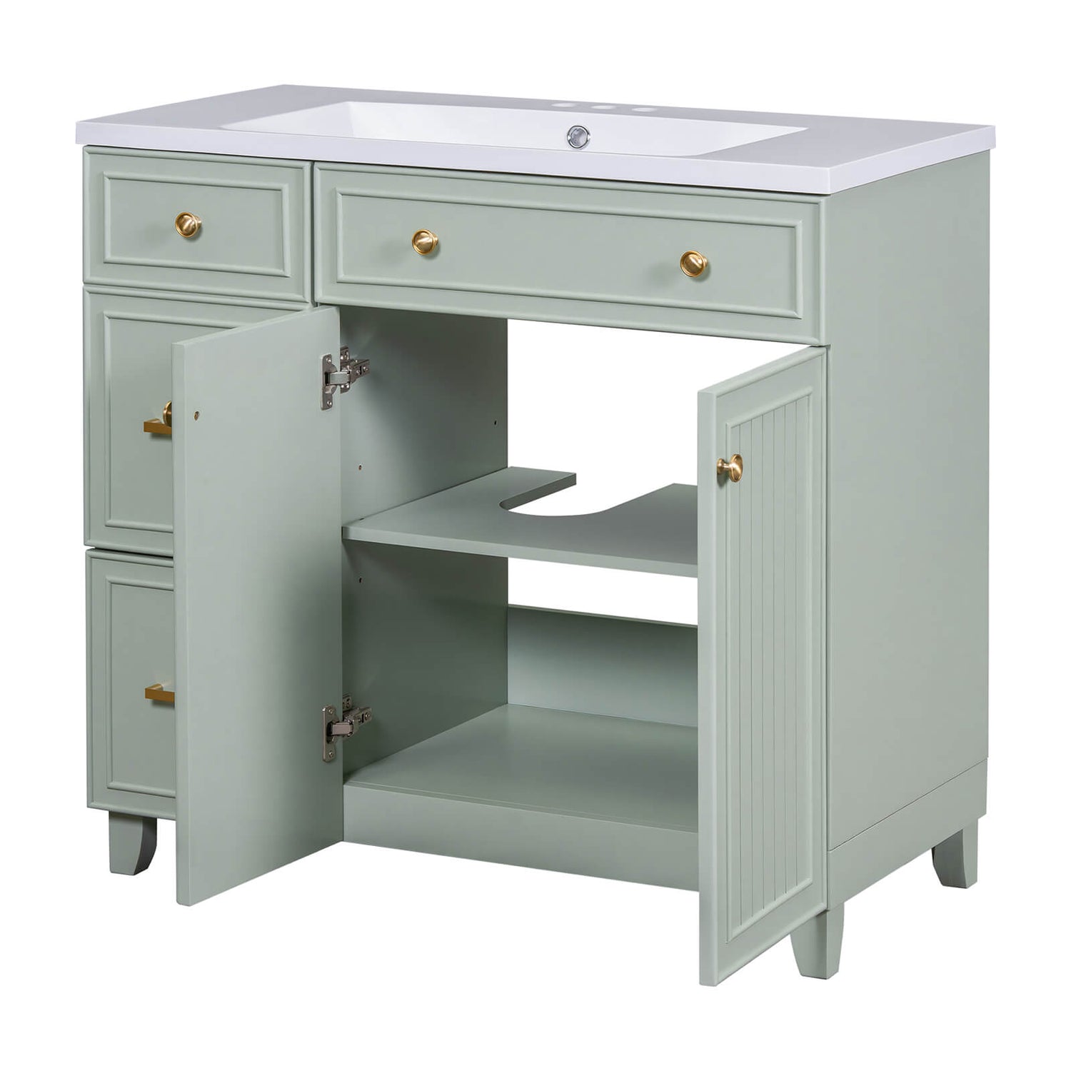 Compact light grey-green vanity for small bathrooms