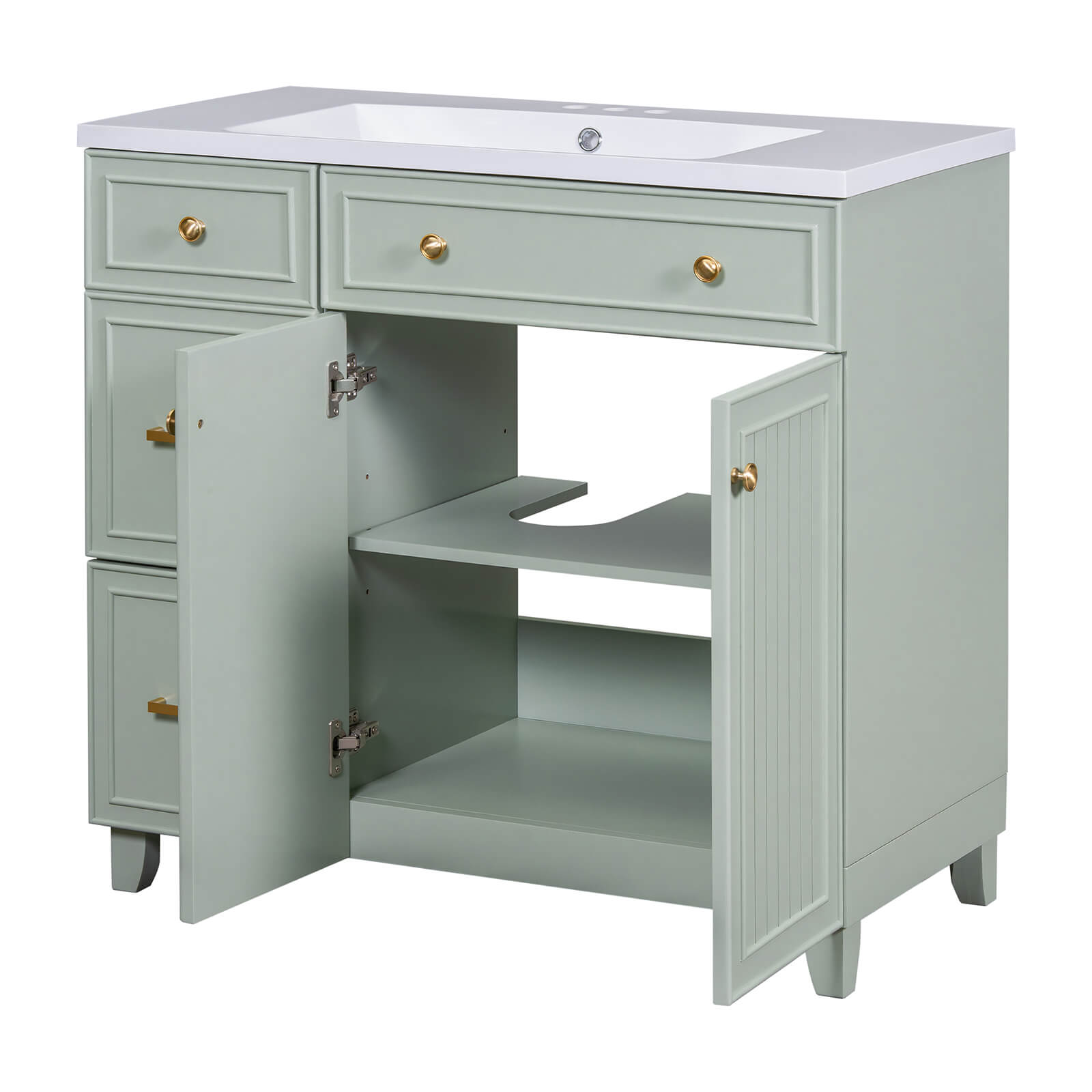 Compact light grey-green vanity for small bathrooms