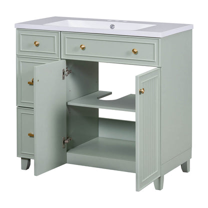 Compact light grey-green vanity for small bathrooms