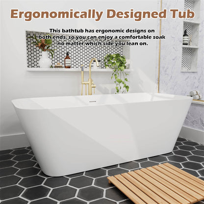 Contemporary bathroom with 67 inch freestanding tub