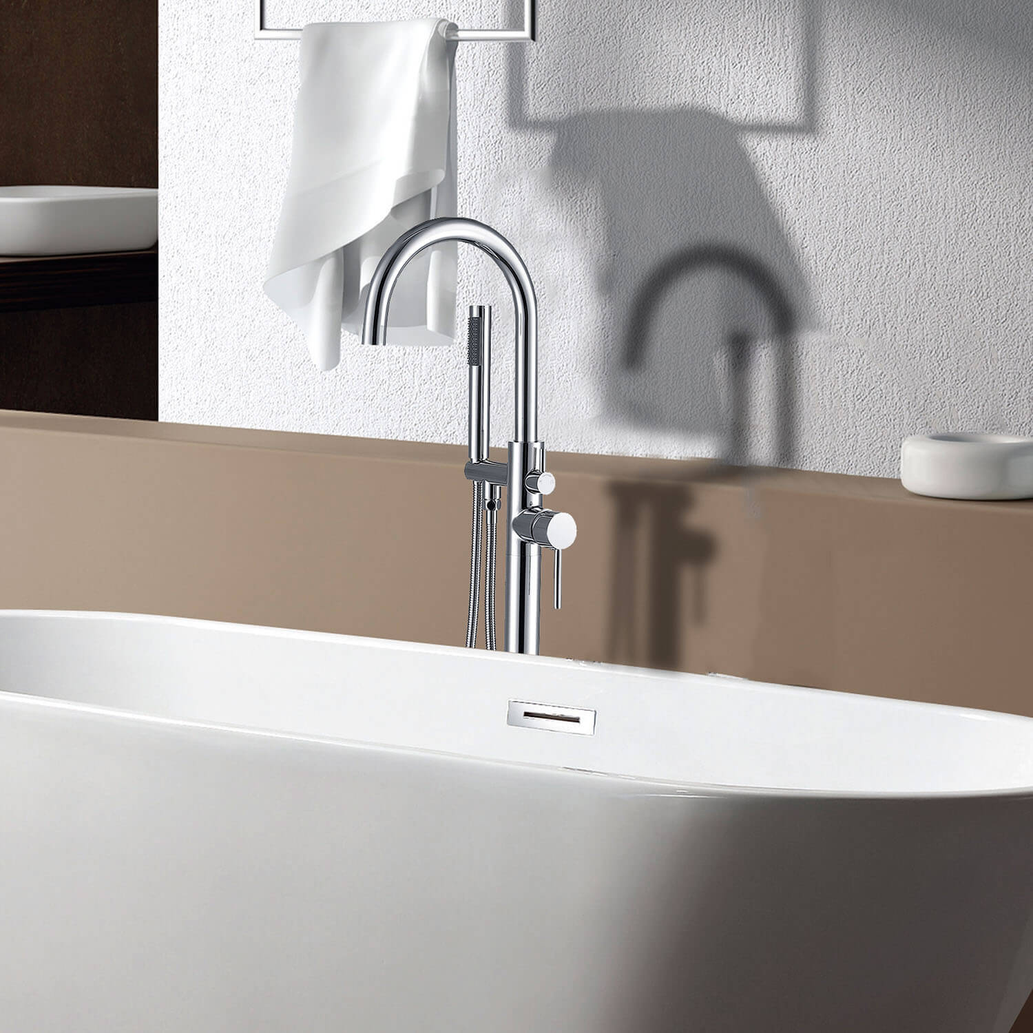 Contemporary freestanding tub filler chrome for bathroom upgrade